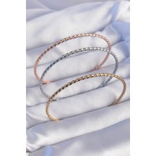 316L Çelik Renkli Ince Burgu Model Ajda Bilezik Seti