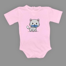 Mnk Baby & Kids Balıklı Kedi Baskılı Bebek Çıtçıtlı Body Uzun Kısa Kolsuz