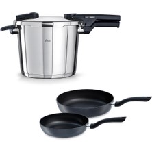 Fissler Vitaquick Glossy 6 Litre Düdüklü Tencere + Tava Set