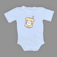 Mnk Baby & Kids Ekmek Kedi Baskılı Bebek Çıtçıtlı Body Uzun Kısa Kolsuz