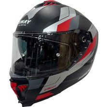 Sway Sw 865 Titan Black White Red Güneş Vizörlü Full Face Motosiklet Kaskı - L