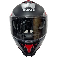 Sway Sw 865 Titan Black White Red Güneş Vizörlü Full Face Motosiklet Kaskı - L