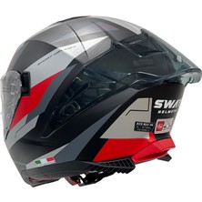 Sway Sw 865 Titan Black White Red Güneş Vizörlü Full Face Motosiklet Kaskı - L