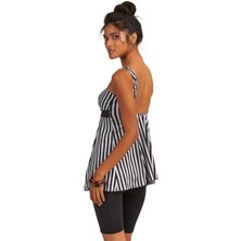 Argento 0551-9130 Kadın Çizgili Yarı Kapalı Taytlı Tankini