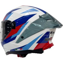 Sway Sw 865 Titan White Blue Red Güneş Vizörlü Full Face Motosiklet Kaskı - M