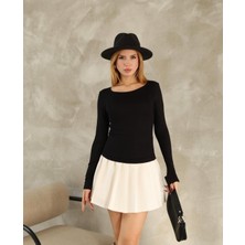 Saraylı Kadın Body Premium Yumşacık Oysh Modal Kumaş Kayık Yaka Uzun Boy