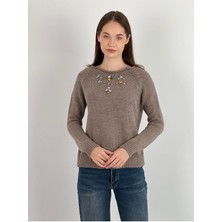 Uzun Kollu Long Sleeve Taş Detaylı Kadın Triko Kazak Women Knitwear