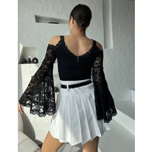Yarasa Kol Dantelli Bluz Siyah JB3016548520