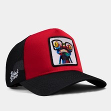 BlackBörk Bukalemun Logolu Siyah-Kırmızı Trucker Şapka