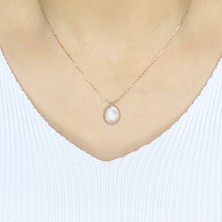 CLODIACS 925 Ayar Sedef Mineli Oval Tasarım Kolye
