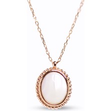 CLODIACS 925 Ayar Sedef Mineli Oval Tasarım Kolye