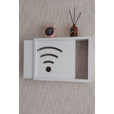 HKM Ticaret Beyaz 25 x 35 x 7  cm  Wifi Amblemli Duvara Asılabilir Sigorta ve Modem-Wifi Saklama Kutusu! Saklama Kutusu