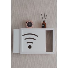 HKM Ticaret Beyaz 25 x 35 x 7  cm  Wifi Amblemli Duvara Asılabilir Sigorta ve Modem-Wifi Saklama Kutusu! Saklama Kutusu