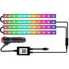 Brevityhav Iç Araba Işıkları, 12 LED Şerit Işık, Araba LED Işıkları, Bluetooth App Kontrolü, Çok Kendin Yap Renkli Müzik (Yurt Dışından)