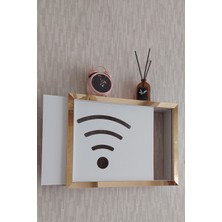 HKM Ticaret Beyaz-Gold 25 x 35 x 7  cm  Wifi Amblemli Duvara Asılabilir Sigorta ve Modem-Wifi Saklama Kutusu! Saklama Kutusu