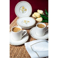 Heda Porselen Mimoza 12 Parça 6 Kişilik Porselen Kahve Fincanı Takımı