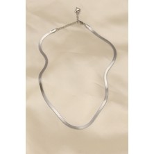 Nuveden 316L Çelik Silver Renk 45 cm Italyan Zincir Model Kadın Kolye