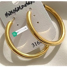 Eke Butik Çelik Halka Küpe Altın Klasik Çap 4cm