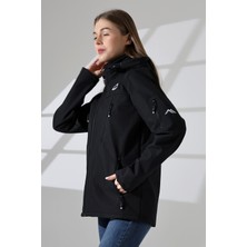 Kadın Su Geçirmez Kumaş Içi Polar Çıkartılabilen Fermuarlı Kapüşon 5 Cepli Boydan Fermuarlı Softjel Mont