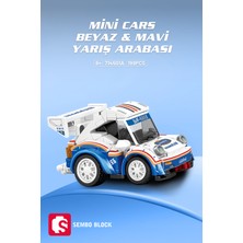 Sembo Block Mini Cars Beyaz&mavi Yarış Arabası 197 Parça Yapı Blokları LEGO ile Uyumlu (714501A)