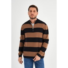 Alexander Gardi Alexandergardı Dik Yaka Uzun Kollu Renk Bloklu Erkek Triko Kazak (E24-EZE-46)