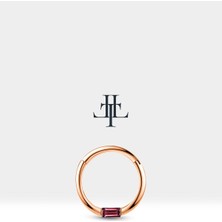 Baget Yakutlu Halka Piercing, 10-12 Mm, 1.2 Mm, 14K Sarı-Beyaz-Kırmızı Altın | LC00016R
