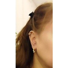 Eke Butik Çelik Sıra Toplu Çivili Küpe Altın