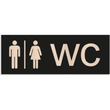 Wc Yönlendirme Yazısı Siyah Ahşap