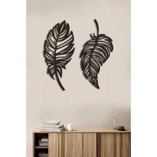 Dekoratif Ikili Yaprak Seti Lazer Kesim Ahşap Duvar Dekorasyon Ürünü BLTBL015