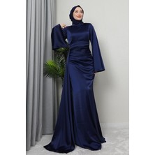 Giza Store Yasemin Saten Abiye Koyu Yeşil