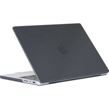 Macbook Pro 16.2 2023 A2780 - Alt ve Üst Koruyucu Msoft Carbon Fiber Tasarımlı Kapak - Şeffaf