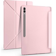 Noktaks - Galaxy Tab S10 Ultra 14.6.inç SM-X920 - Kılıf Kalem Bölmeli Standlı Tri Folding Kılıf - Rose Gold