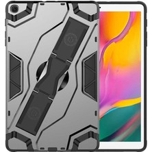 Ekılıf Noktaks - Galaxy Tab A 10.1.inç 2019 SM-T510 - Kılıf Koruyucu El Tutmalı Defens Tablet Kılıf - Siyah-Gri