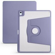 Noktaks - iPad Pro 12.9.inç 6.nesil 2022 A2436-A2437-A2764 - Kılıf Kalem Bölmeli Dönen Termik Standlı Kılıf -Lavendery Gray