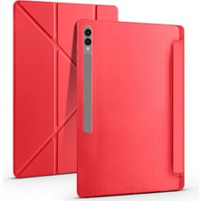 Noktaks - Galaxy Tab S10 Ultra 14.6.inç SM-X920 - Kılıf Kalem Bölmeli Standlı Tri Folding Kılıf - Lacivert