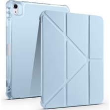 Noktaks - iPad Air 11 M2 2024 A2902-A2903-A2904 - Kılıf Kalem Bölmeli Standlı Tri Folding Kılıf - Mavi