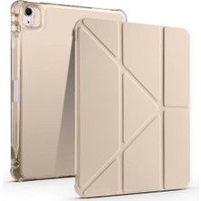 Noktaks - iPad Air 11 M2 2024 A2902-A2903-A2904 - Kılıf Kalem Bölmeli Standlı Tri Folding Kılıf - Gold