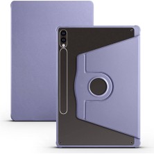 Noktaks - Galaxy Tab S10+ Plus 12.4.inç SM-X820 - Kılıf Kalem Bölmeli Dönen Termik Standlı Kılıf - Lavendery Gray