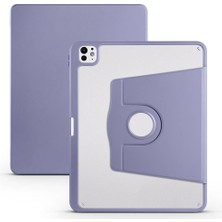 Ekılıf Noktaks - iPad Pro 13 M4 2024 A2925-A2926-A3007 - Kılıf Kalem Bölmeli Dönen Termik Standlı Kılıf - Lavendery Gray