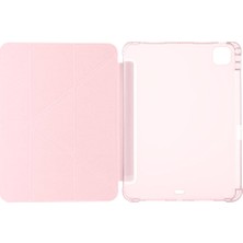 Noktaks - iPad Pro 11 M4 2024 A2836-A2837-A3006 - Kılıf Kalem Bölmeli Standlı Tri Folding Kılıf - Rose Gold