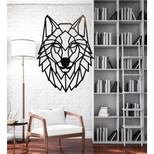 Home DGRK Siyah Ahşap Geometrik Kurt Kafası Duvar Dekoru - Salon Oturma Yatak Odası Ofis Için 75 x 55 cm  Tablo