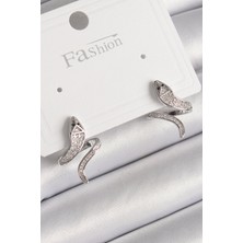 Style Of Carmen Pirinç Gümüş Renk Zirkon Taşlı Yılan Model Kadın Küpe