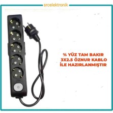 Viko Multi-Let 5 Li 3x2.5 Öznur Kablo Tam Bakır (1 ile 15 Metre Arası) Anahtarlı Topraklı Çocuk Korumalı Uzatma Grup Priz ( 3x2.5 Ttr Öznur Kablo Tam Bakır) Ttr Kablo