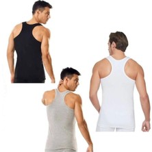 Pierles Abani Classic Erkek Pamuklu Ribana Sporcu Atleti 3'lü Paket Askılı Çok Renkli Pamuk