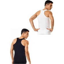 Erkek Ribana Sporcu Rambo %100 Pamuk Atlet 6'lı Paket (3 Beyaz - 3 Siyah)