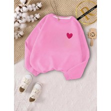 Yeni Sezon 3 Iplik Içi Şardonlu Oversize Pudra Çocuk ve Kadın Sweatshirt Anne-Çocuk Kolesiyonu