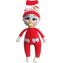 Organik El Yapımı Oyuncak Kırmızı Emzikli Bebek