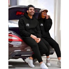 Amor Man Büyük Beden Özel Tasarım Kapüşonlu Ny Baskılı Kışlık Sevgili Kombini Eşofman Takımı.1 Adet Fiyatıdır