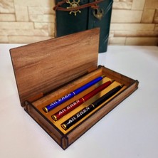 Kişiye Özel Ahşap Kutulu Metal Kalem Seti