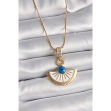 Style Of Carmen 316L Çelik Gold Renk Zincir Zirkon Taş Detaylı Nazar Boncuk Göz Model Kadın Kolye